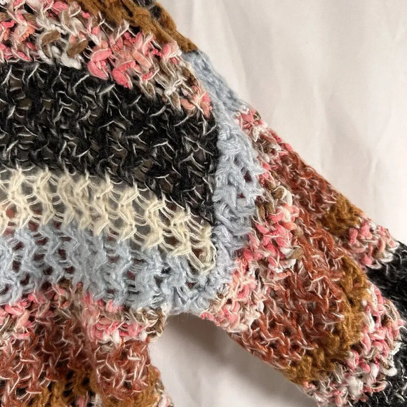 BKE Sweater Women's XS Multicolor Open Knit Long Sleeve Round Neck Pullover - Picture 5 of 11